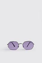 Boohoo Purple Lens Metal Frame Hexagonal Sunglasses