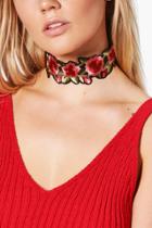 Boohoo Hannah Floral Embroidered Choker Red
