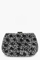 Boohoo Zoe Jewel Embellished Box Clutch Bag Black