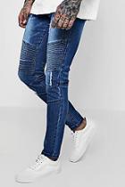 Boohoo Skinny Fit Biker Jeans With Panelling
