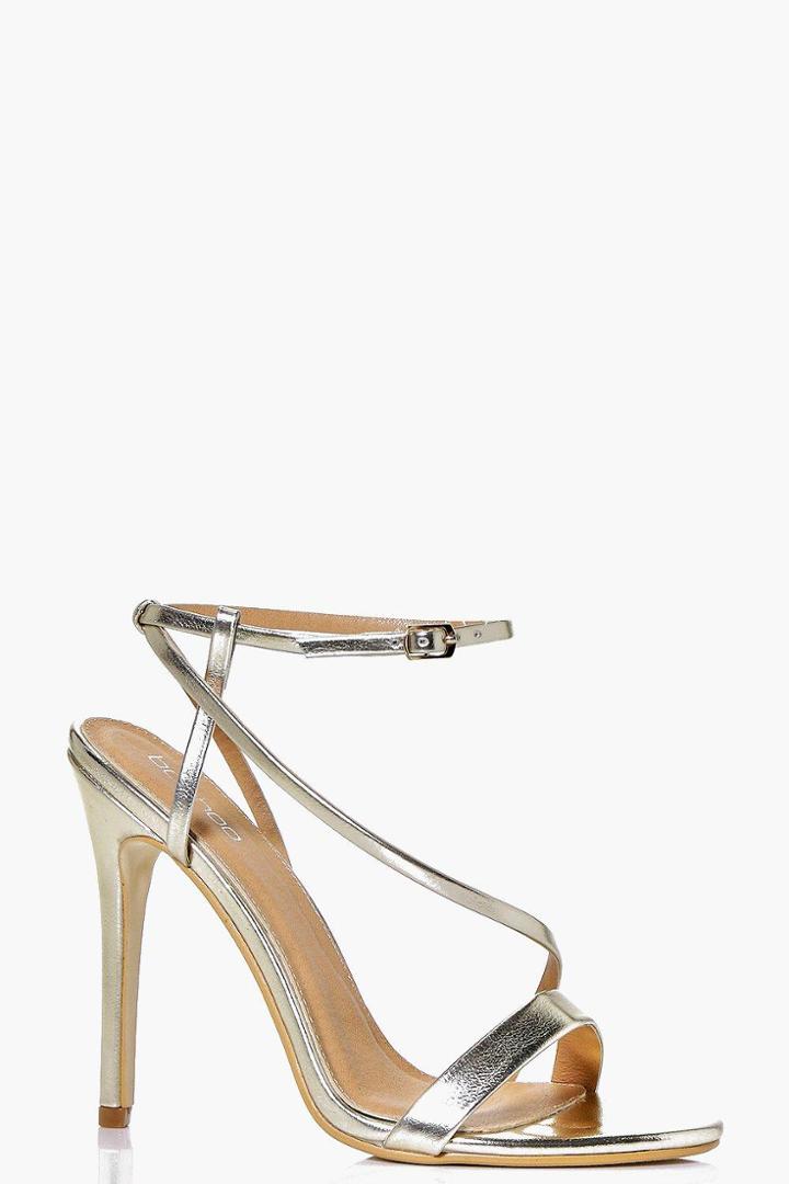 Boohoo Heidi Open Back Two Part Sandal Gold