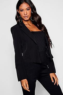 Boohoo Open Edge To Edge Cropped Blazer