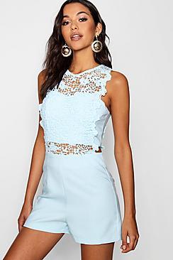 Boohoo Crochet Playsuit