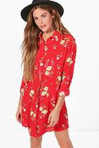 Boohoo Holly Floral Shirt Dress