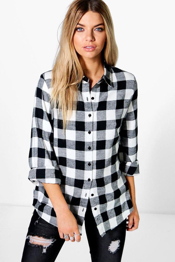Boohoo Abigail Oversized Checked Shirt Multi