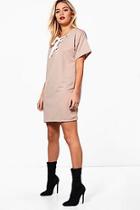 Boohoo Nicole Lace Up Sweat Dress