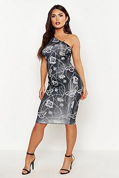 Boohoo Asymmetric Removable Chain Strap Midi Dress