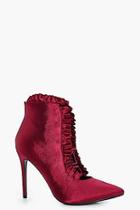 Boohoo Ellie Ruffle Trim Ghille Lace Up Shoe Boot