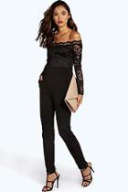 Boohoo Emily Scallop Lace Off The Shoulder Jumpsuit