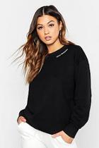 Boohoo Slogan Longline Embroidery Sweat