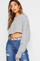 Boohoo Box Cropped Knitted Cable Jumper