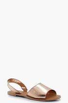 Boohoo Wide Fit 2 Part Metallic Leather Sandals