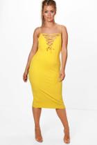 Boohoo Plus Danielle Lace Up Midi Dress Yellow