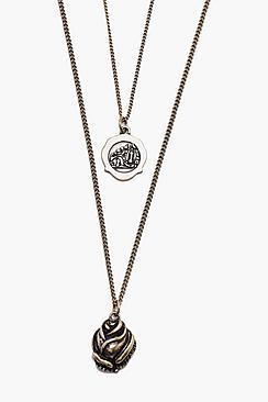 Boohoo Rose And Coin Double Layer Necklace