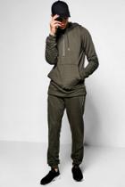 Boohoo Ribbed Biker Tracksuit Khaki