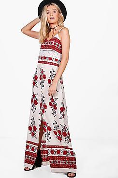 Boohoo Sheera Floral Strappy Crochet Maxi Dress