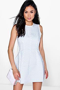 Boohoo Anya Geo Print Skater Dress