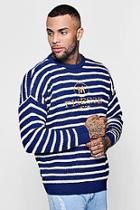 Boohoo Finesse Embroidered Stripe Knitted Jumper