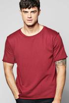 Boohoo Oversized Woven Raw Edge T-shirt Wine