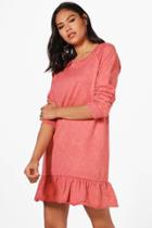 Boohoo Erin Acid Wash Drop Waist Sweat Dress Rose