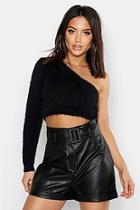 Boohoo One Shoulder Fluffy Knitted Top