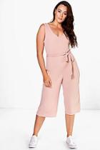 Boohoo Plus Gracie Ribbed Belted Jumpsuit