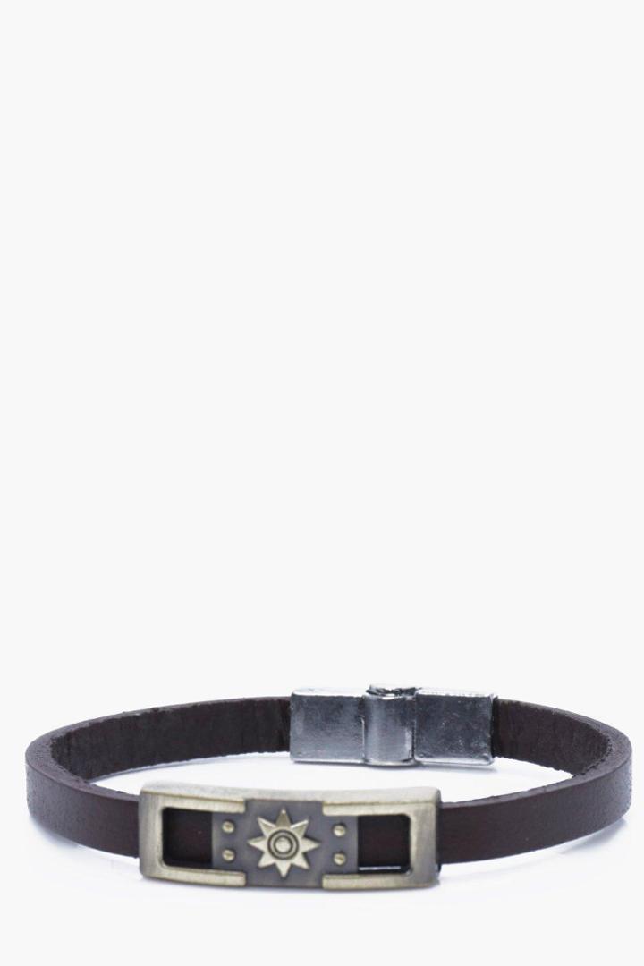 Boohoo Engraved Gold Band Bracelet Brown