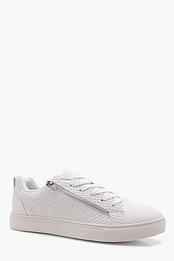 Boohoo Zip Side Textured Upper Cupsole Trainer