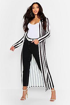 Boohoo Slinky Stripe Duster Jacket