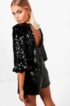 Boohoo Sophie All Over Sequin Top