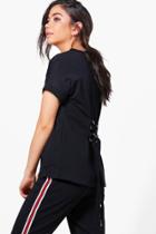 Boohoo Molly Corset Back T-shirt Black