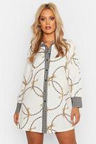 Boohoo Plus Geo Contrast Geo Chain Print Shirt Dress
