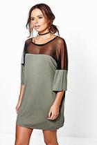 Boohoo Zahiah Mesh Insert T-shirt Dress