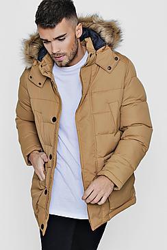 Boohoo Mustard Quilted Parka Jacket