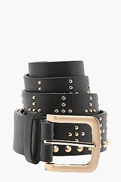 Boohoo Christina Cross Studded Boyfriend Belt