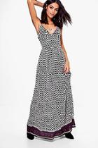 Boohoo Nuala Rope Back Mono Print Maxi Dress