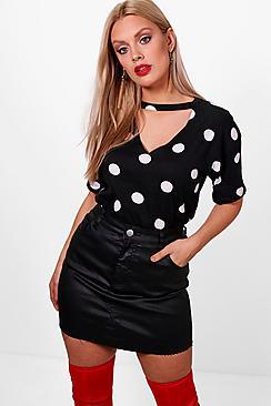Boohoo Plus Vicky Polka Dot Choker T Shirt