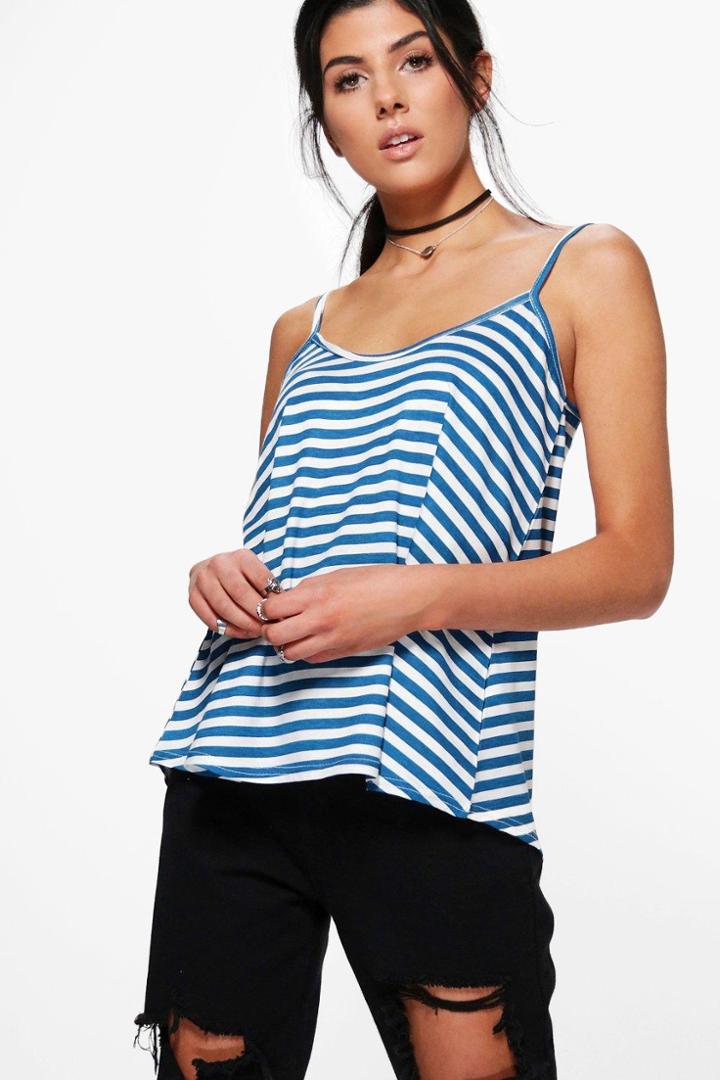 Boohoo Lorna Basic Stripe Cami Blue