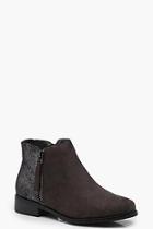 Boohoo Katie Glitter Back Zip Side Chelsea Boots