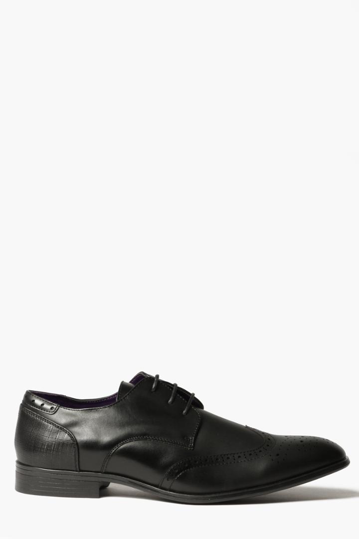 Boohoo Black Smart Wing Tipped Brogues Black