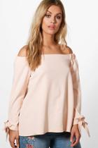 Boohoo Plus Melissa Off The Shoulder Top Nude