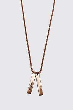 Boohoo Man Script 2 Part Pendant Necklace