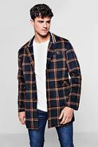 Boohoo Sports Tape Insert Check Wool Look Coat