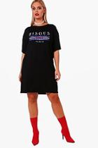 Boohoo Plus Keely 'bisous' Printed T-shirt Dress