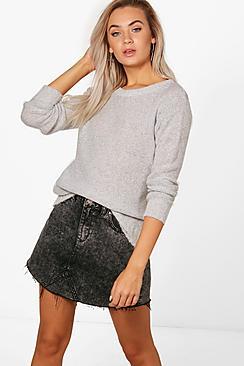 Boohoo Oversized Rib Cuff Soft Knit Jumper