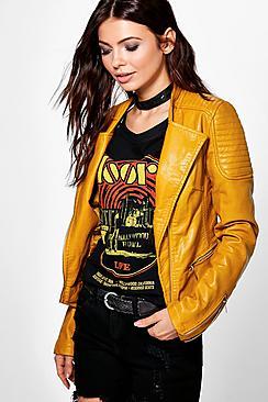 Boohoo Lottie Leather Look Biker Jacket