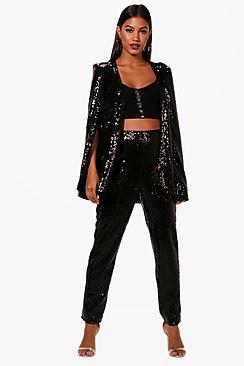 Boohoo Boutique Sequin Tailored Longline Cape