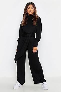 Boohoo Cut & Sew Batwing Roll Neck Jumpsuit