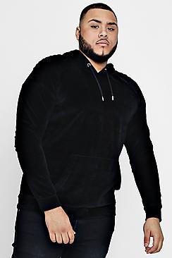 Boohoo Big And Tall Biker Velour Hoodie