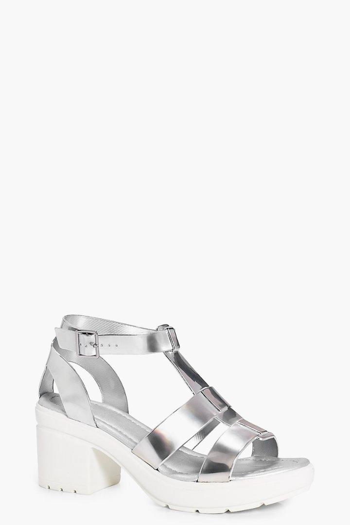 Boohoo Layla Gladiator Cleated Sandal Silver